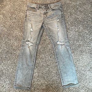 Grey Ripped Denim Jeans